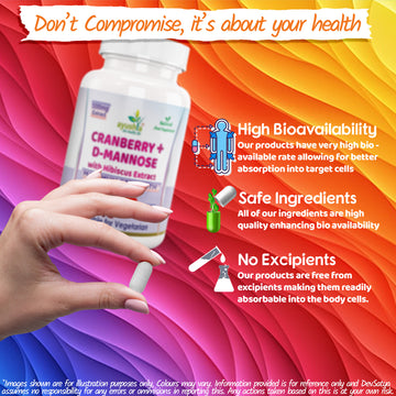 Cranberry D-Mannose with Hibiscus Extract Capsules UTI Bladder Support Cystitis