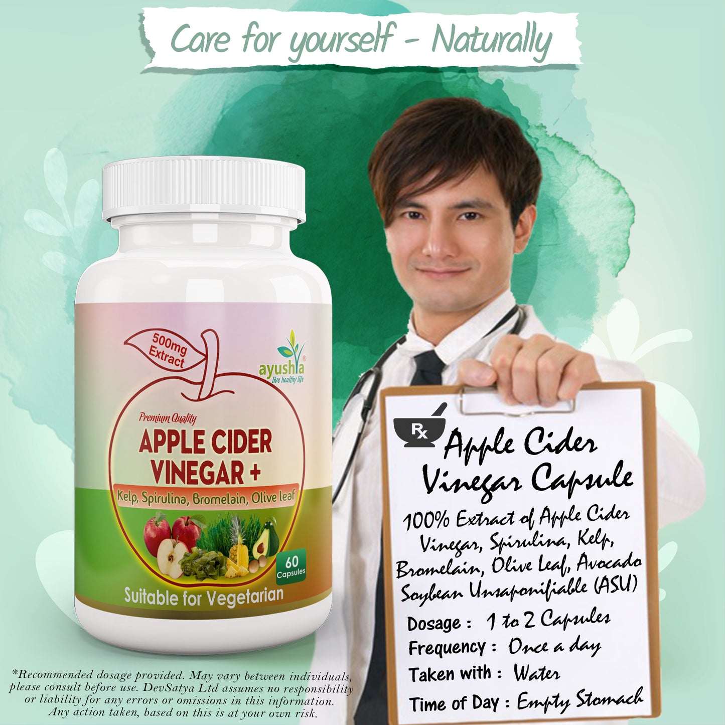 Apple Cider Vinegar Capsule with Kelp Spirulina Bromelain Olive Leaf Prescription