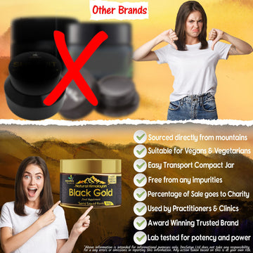 Résine Shilajit de l'Himalaya pure Black Gold, source naturelle d'acide fulvique - 50 grm