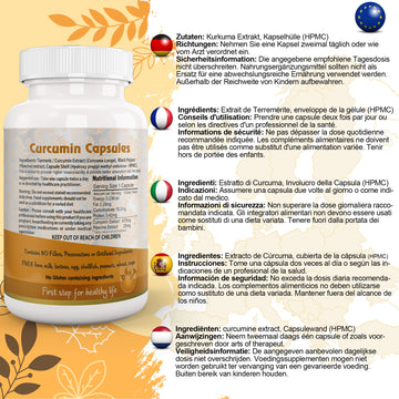 Curcumin Turmeric Capsule with Piperine EU Certified