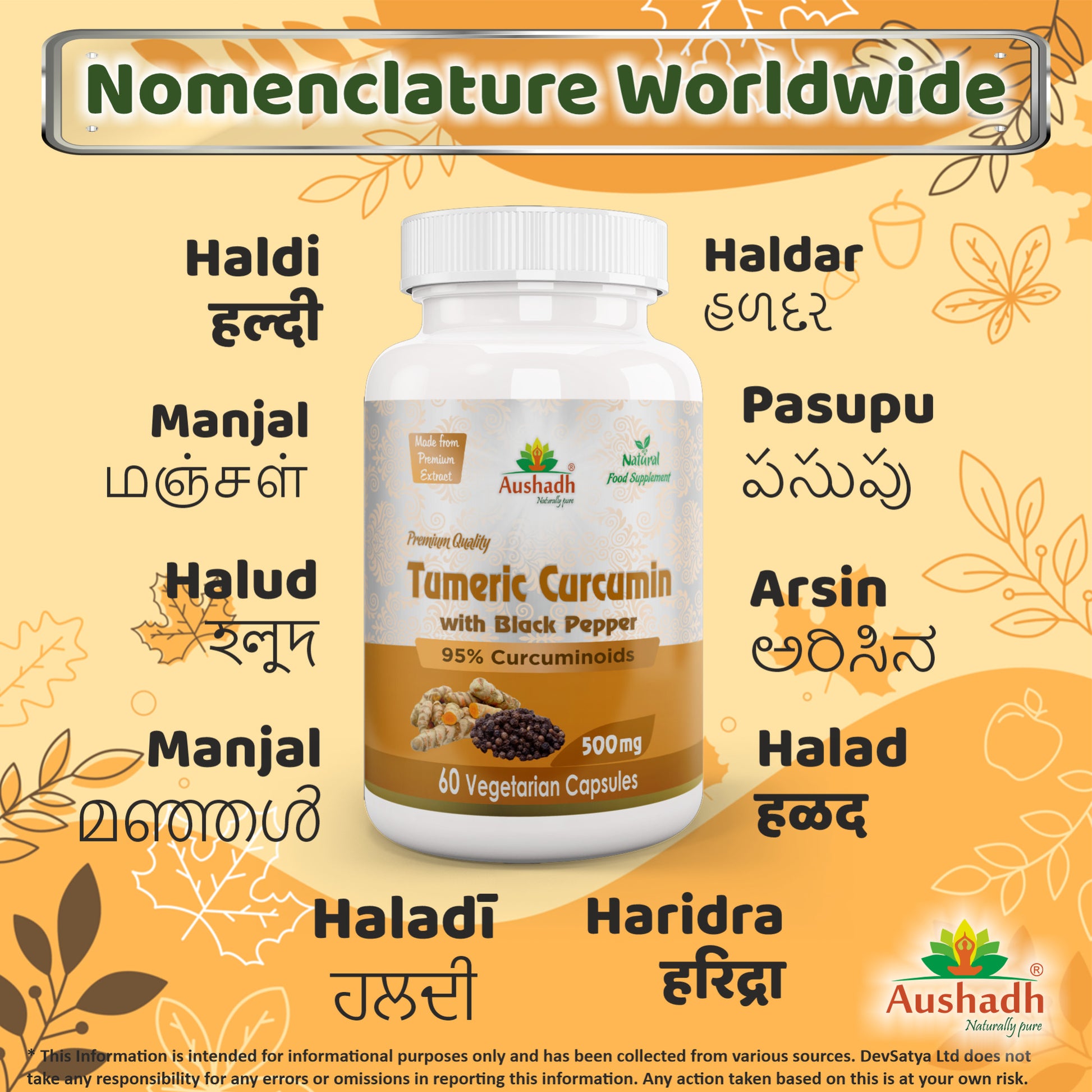 Curcumin Turmeric Capsule with Piperine Regional Names Synonyms 