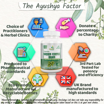 Ayushya Green Coffee Bean Capsules Energy & Antioxidant Support - Vegan, Gluten Free, Non-GMO, 60 Capsules