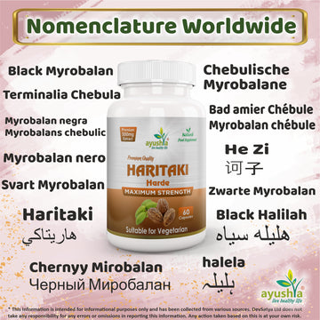 Harde Haritaki Capsule Synonyms Vernacular Names