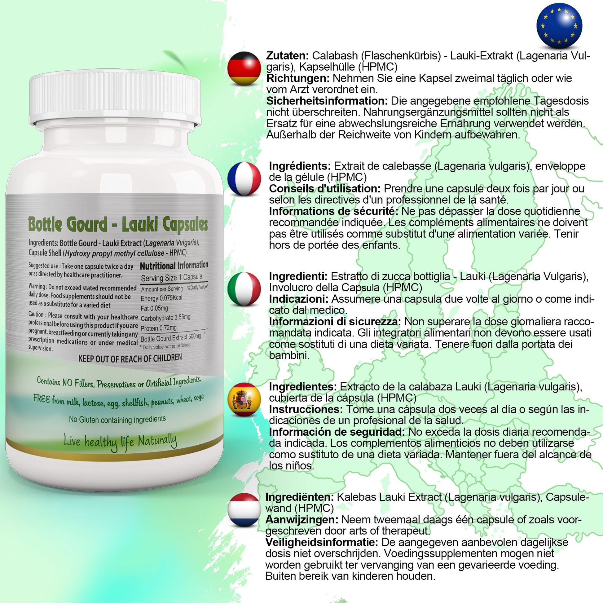 Lauki Calabase Bottle Gourd Capsule EU Certified