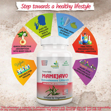 Ayushya Mamejavo Capsules (Enicostemma) Liver & Metabolic Wellness Support - Vegan, Gluten Free, Non-GMO, 60 Capsules