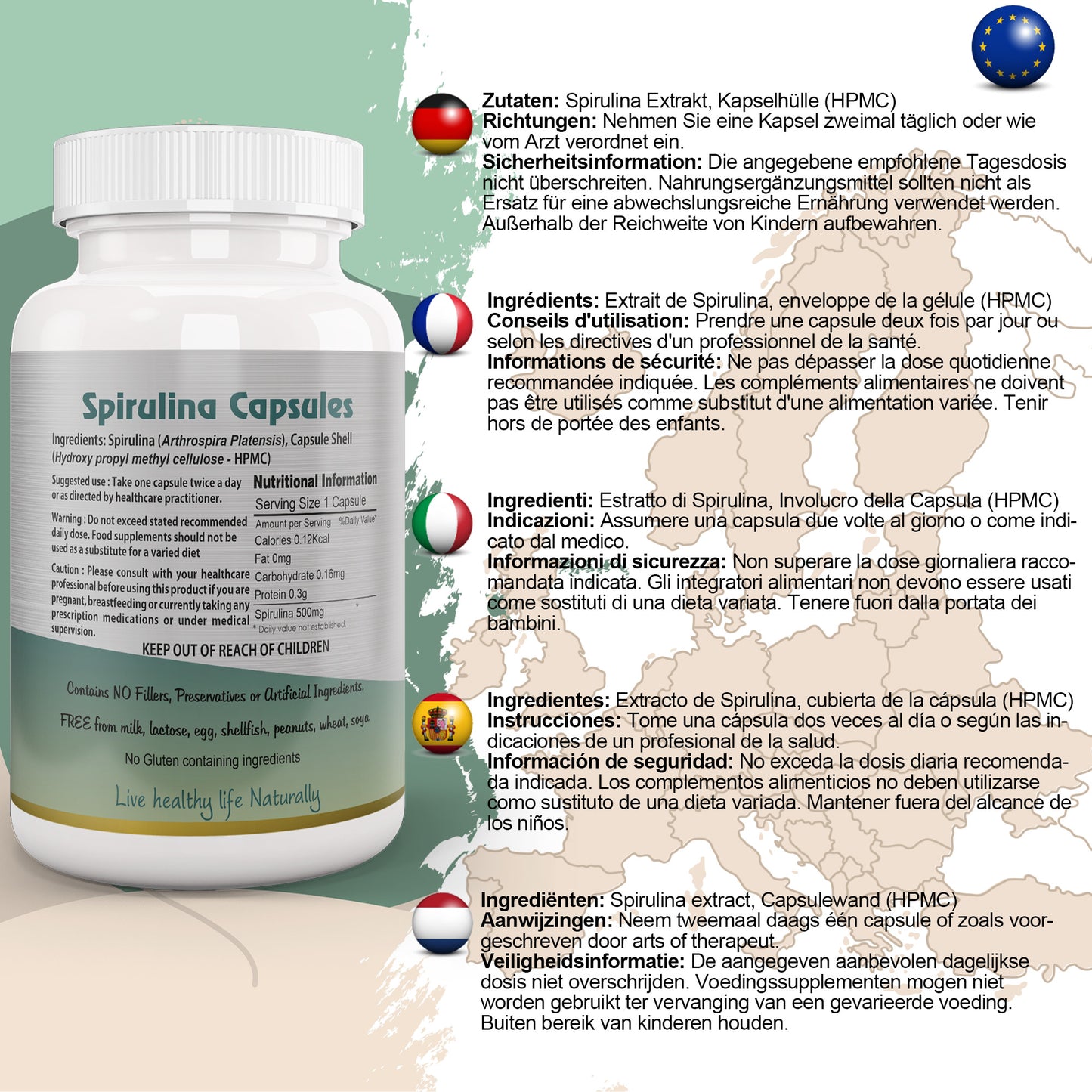 Spirulina Capsule EU Certified