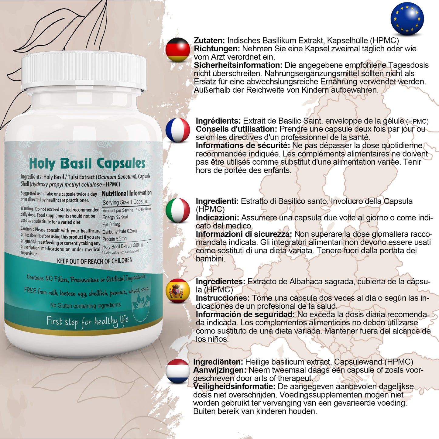 Holy Basil Tulsi Capsule EU Certified