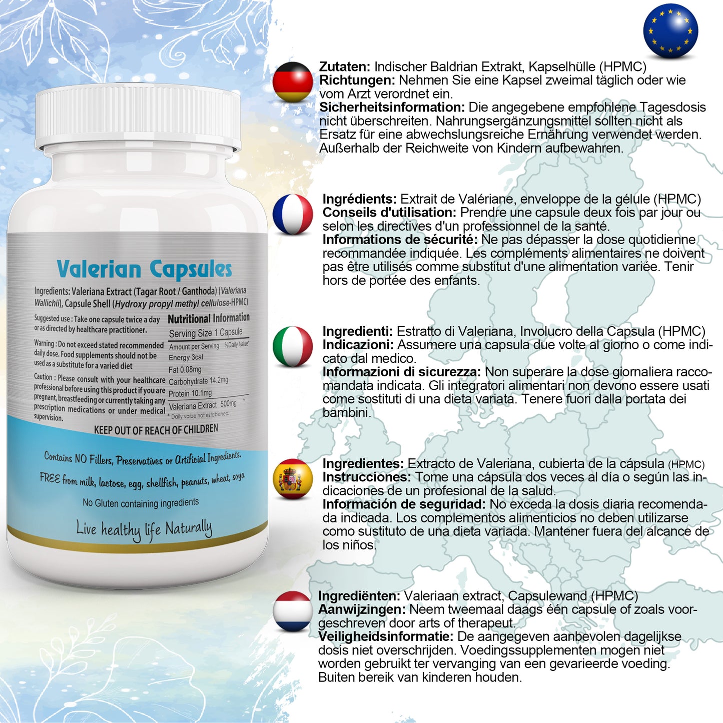 Valerian Root Capsule EU Certified